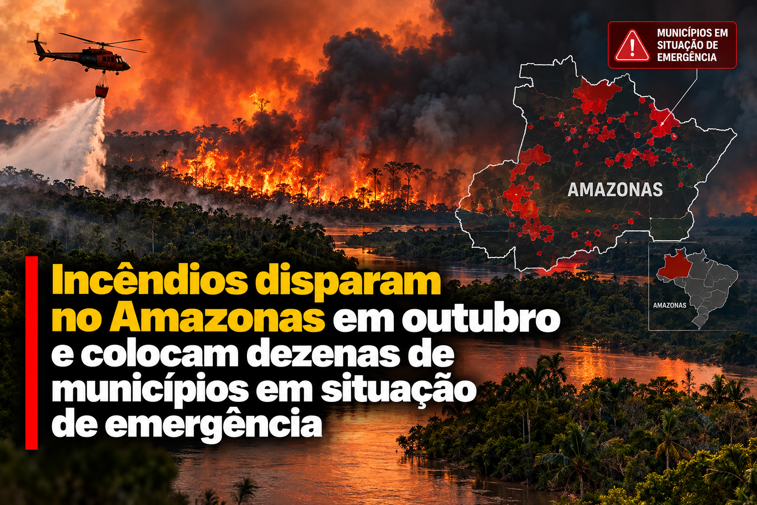 Incêndios disparam no Amazonas em outubro e colocam dezenas de municípios em situação de emergência